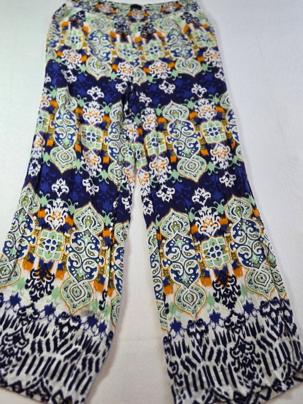 Bohemian Viscose Wide-Leg Pants Multicolor Pattern